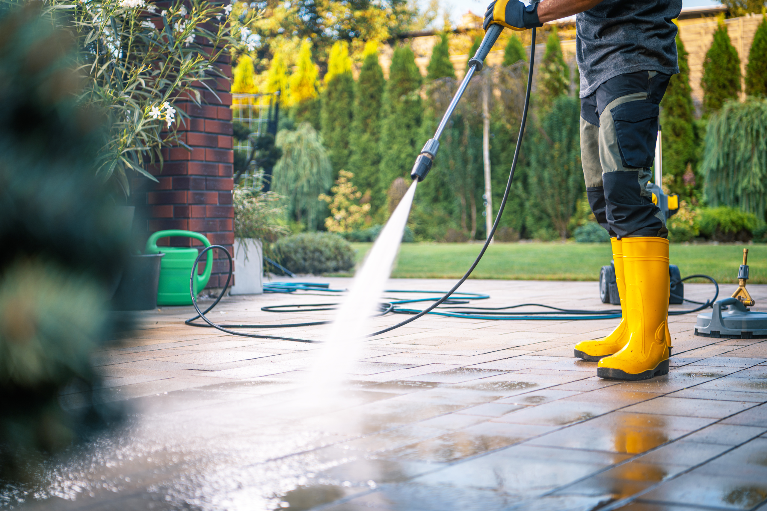 Pressure washing service for driveways patios siding and outdoor surfaces in South Denver Metro